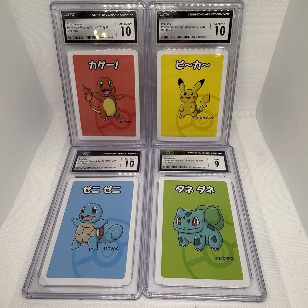 4 Slab Lot - Old Maid Pokemon Jpn - Charmander, Pikachu, Squirtle, and Bulbasaur